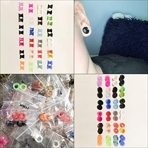 WBRWP 48/32/24/22/20/16/12pcs Ear Tunnels and Plugs - Double Flared Hollow Hard/Soft Silicone Ear Gauges - Ear Expander Stretcher Body Piercing Jewelry 8g-1" - color: 48pcs soft(thin) silicone set