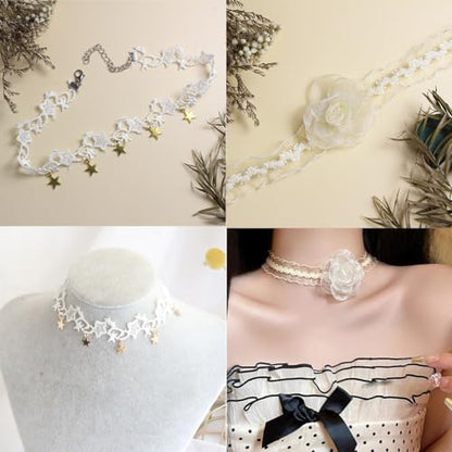 Nova&Aria Chokers Set For Women Heart Choker Necklaces Flower Pendant Velvet Cute Pink Turquoise Blue White Black Choker Necklace Christmas Colorful Lace Chokers - color: Brown-B