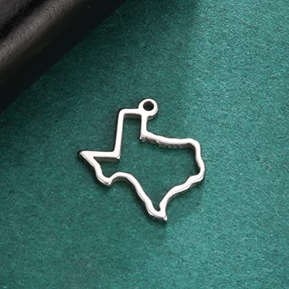 kkjoy 5Pcs Hollow Continents Maps of USA Pendant Charms for Jewelry Making and Crafting, Stainless Steel Mini Charm Craft Supplies Accessories for DIY Bracelet Necklace Earrings - color: Hollow Texas Map - Silver