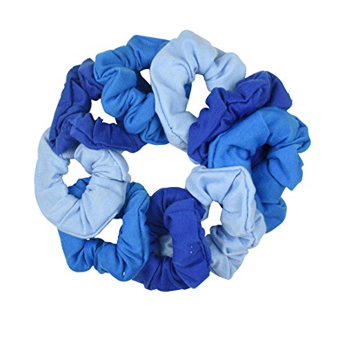9 Pack Scrunchies Hair Ties (Blues) - color: Blues