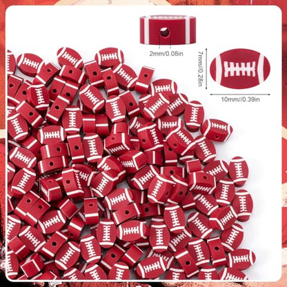 300Pcs Football Color Oval Loose Beads for Jewelry Making, DIY Crafts and Handicrafts - color: Football Color