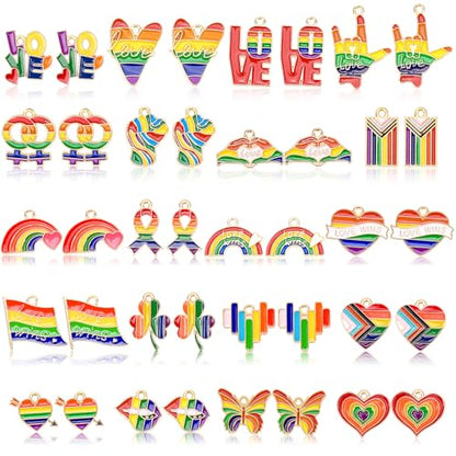 MARFOREVER 40 Pcs/20 Pairs Pride Charms Rainbow Charms for Jewelry Making | Rainbow Gay Enamel LGBT Charms, Colorful Pride Charm Pendants, Bracelet Necklace Earrings Making Crafting, Pride Accessories - style: Pride