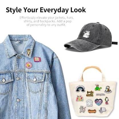 4/6/9/10/12/16/20PCS Cute Enamel Pins Bulk Set, Art Aesthetic Lapel Brooches, Humorous Quote Pins for Backpacks Jackets Hats Bags, Novelty Cool Badges for Women, Men, Teens, Kids - style: 16pcs B