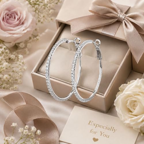 Big Chunky Gold Hoop Earrings for Women Beaded Large Statement Earrings Lightweight Fashion Jewelry Daily Wear Party Gift - color: F2:Silver 6.5cm