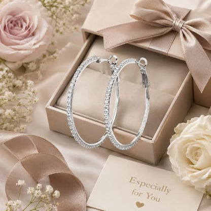 Big Chunky Gold Hoop Earrings for Women Beaded Large Statement Earrings Lightweight Fashion Jewelry Daily Wear Party Gift - color: F2:Silver 6.5cm