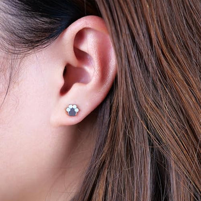 Limerencia G23 Pure Titanium Hypoallergenic Earrings | F136 Implant Grade Titanium Jewelry for Sensitive Ears - color: Cat Paws Opal