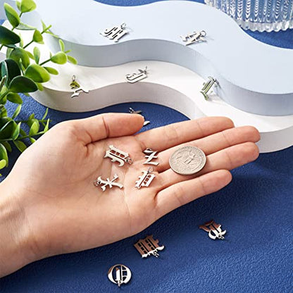 Craftdady Letter Charms Capital Pendants Mixed A-Z Initial Letter Number Charms DIY Bracelet Necklace Pendants for Jewelry Making, Gold, Antique Silver, Platinum - color: Stainless Steel Color, Gothic Style