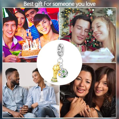 Pandach 925 Sterling Silver Charms for Bracelets and Necklaces Travel Round The World Beads Charms Relaxation Dangle Pendant,Jewelry Beads Gifts for Women - style: World Cup Charm