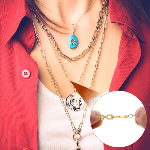 Foldover Clasp Extender Foldover Extension Jewelry Clasps 4 Pcs Gold Plated Fold Over Clasp Necklace Extension Clasps Metal Bracelets Extenders Small Fastener for Women Jewelry Making Repair Kit