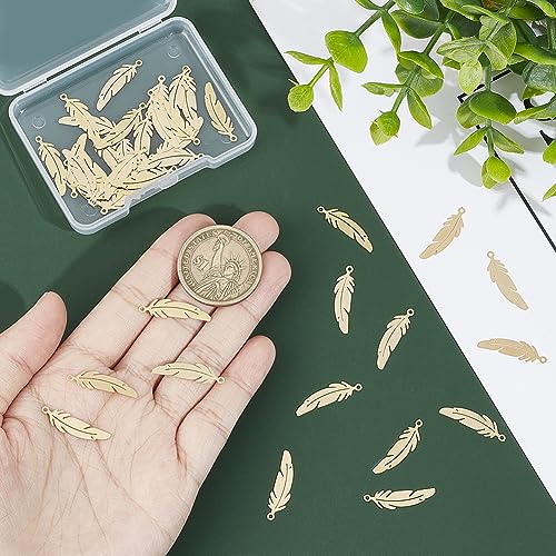 UNICRAFTALE Stainless Steel Feather Pendants Etched Metal Embellishments Feather Charms for Necklace Bracelet Jewelry Making