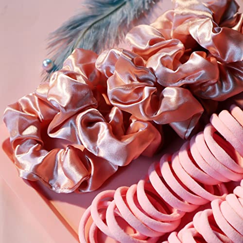 YANRONG 755PCS Hair Accessories for Woman Set Seamless Ponytail Holders Variety Hair Scrunchies Hair Bands Scrunchy Hair Ties For Thick and Curly (Pink) - color: 755PCS（Pink）