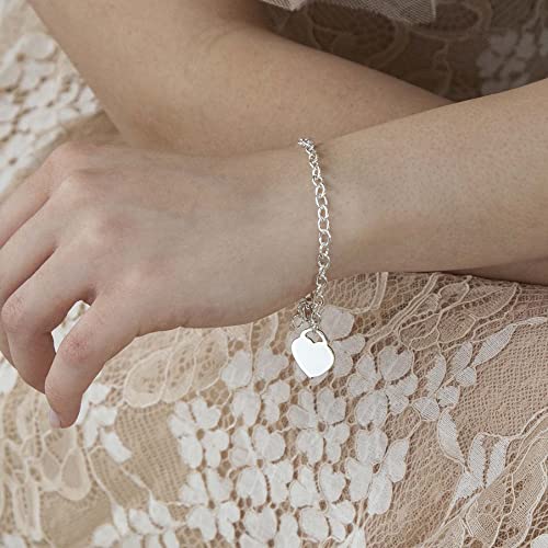 Tuscany Silver Women's Sterling Silver 16.8mm x 18.9mm Heart Charm Belcher Chain Bracelet of Length 19 cm/7.5''
