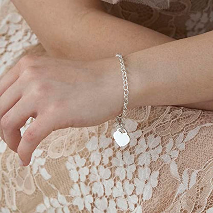 Tuscany Silver Women's Sterling Silver 16.8mm x 18.9mm Heart Charm Belcher Chain Bracelet of Length 19 cm/7.5''