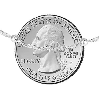 Savlano 925 Sterling Silver 9, 10 Inches Chain Anklet for Women Comes With a Gift Box - style: Singapore/Bead