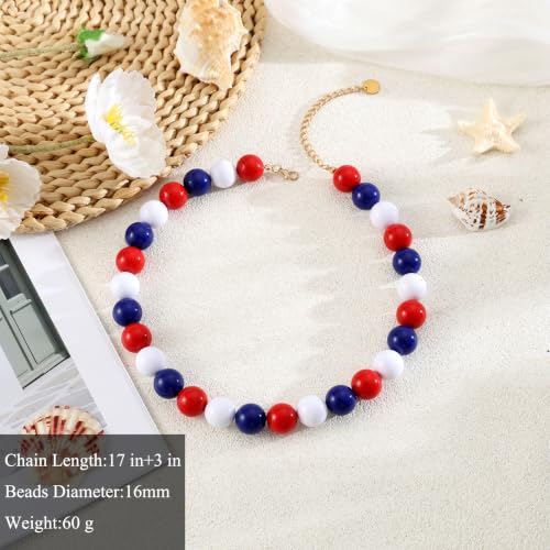 Chunky Beaded Necklace for Women 16mm Round Bead Resin Modern Statement Necklace Jewelry Accessories - color: colorful 07
