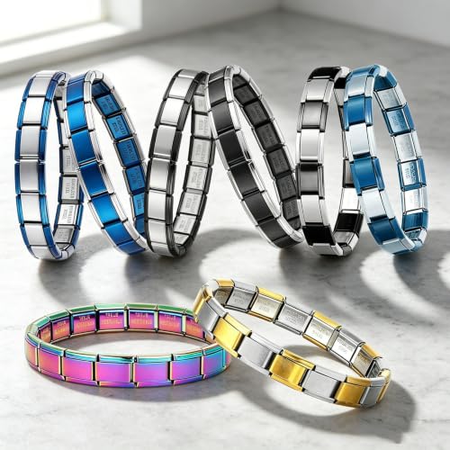 papasgix Italian Charm Bracelets, 9mm Italian Charm Bracelet Links | 9mm Stainless Steel Italian Charms, Detachable Personalized - color: Colorful