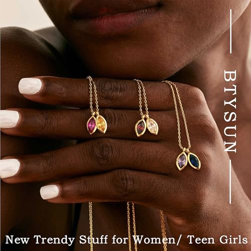 2026 Graduation Gifts Birthstone Necklace for Women Dainty Gold Necklace with 2 Birthstone Birthday Gift for Her Teen Girl Gift Trendy Stuff for Her Mom Daughter Girlfriend Friend Christmas Stocking Stuffers - color: 01-08 Jan & Aug, style: Leaf
