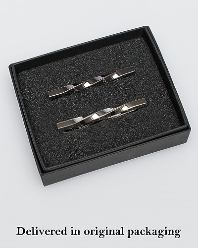 [TAVARAT] Tie Clip Tie Clips for Men twist type Black Silver Tie Bar Tie Pin Tps-077 - style: 2set