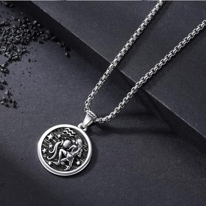 925 Sterling Silver Zodiac Constellation Necklaces for Men Women | Retro,Daily,Birthday, Graduation,Horoscope,Zodiac Sign,Hypoallergenic,with Jewelry Box - style: 1- Aquarius (A-Retro Jan.20-Feb.18)