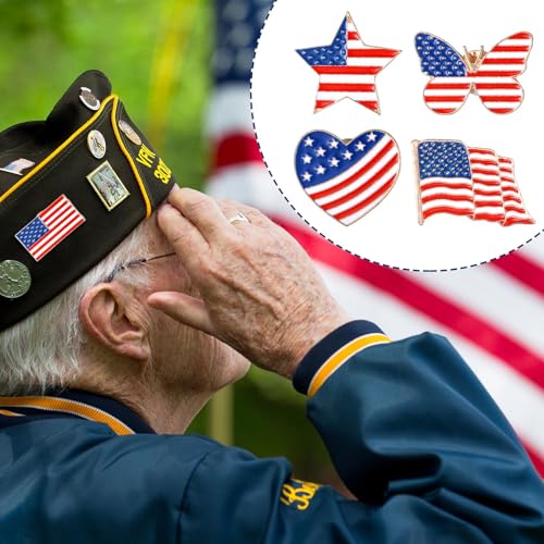 Giegxin 40 Pcs American Flag Pins Bulk Patriotic Lapel Pins Gift American Flag USA Brooch for Backpacks Red White and Blue Brooch Military Gift for Clothes Bags Accessories - style: American Flag