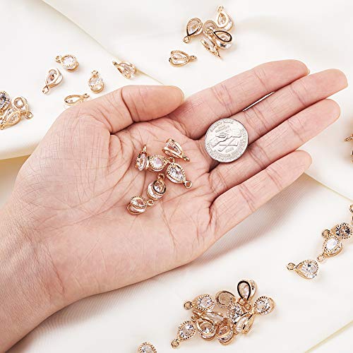 Beadthoven 100pcs Cubic Zirconia Alloy Charms Drop Shaped KC Gold Pendants for Jewelry Making Choker Tiny Dangle Accessories - color: Gold-Drop