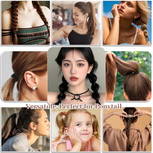 Anezus 200 Pcs Hair Ties for Women Girls Hair Elastics Hair Bands Ponytail Holders Hair Rubber Bands for Thick Straight Curly Hair (Neutral Color) - color: Neutral