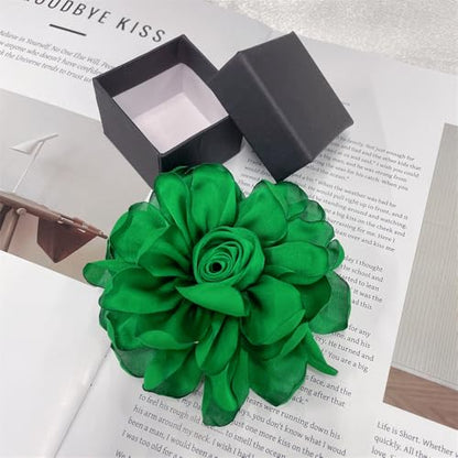 Dainty Fabric Rose Flower Large Brooch Lapel Pins Flower Brooches Pin Classic for Wedding Party Dance Banquet for Women Dress Suit Clothes Accessories Jewelry 100mm - color: Bottle Green