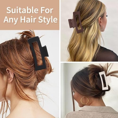 6 PCS 5 Inch Extra Large Claw Clips, Big Hair Clips for Thick Long Curly Hair, Durable Matte Strong Hold Hair Claw Clips, Non-slip Square Hair Clips for Women, Red Color - color: Wine Red