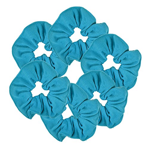 Motique Accessories Large Scrunchies for Women, Pack of 6, Blue | Hair Ties for Medium & Thick Hair - color: Blue