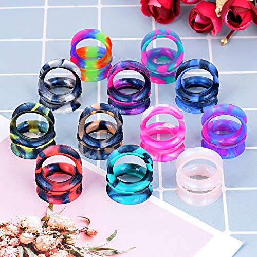 YOFANST 24pcs-100pcs Colorful Silicone Ear Gauges Double Flared Ear Tunnels Set Stretchers Expander Ear Piercing Jewelry - color: 24pcs, 1/2"