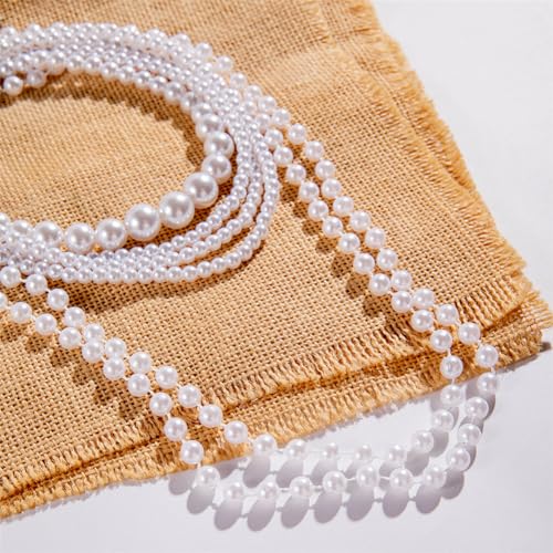 Long Pearl Beaded Necklace Layered Big Small Beads Pearl Necklaces Multi Strand Pearls Necklaces for Women Trendy Jewelry Gift - color: C