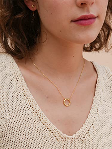 S.Leaf 18K Gold Plated Cubic Zirconia Choker Necklace for Women 925 Sterling Silver Layered Coin Moon Star Heart Circle Crystal Lariat Pendant Necklaces Gifts for Women Trendy - color: Circle_Gold