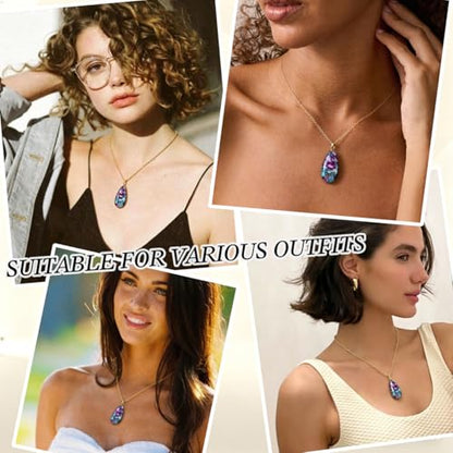 Suyi Stone Necklace for Women Teardrop Colorful Pendant Necklaces - color: Blue Gold 2