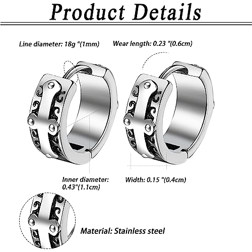 Aroncent 2-8Pcs Womens Mens Huggie Hoop Triangle Earrings Viking Runes Stainless Steel Ear Stud Novelty Black/Gold/Silver - color: D-Sliver Viking Earrings-4PCS