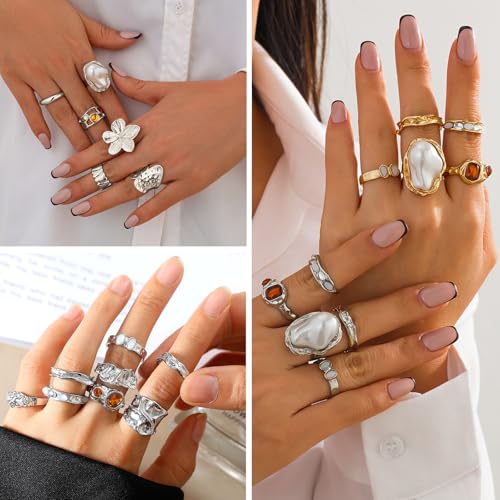 CHICUTIE Knuckle Rings Set For Women Stackable Joint Finger Midi Rings Dainty Cubic Crystal Zirconia Hollow Twist Cute Pack Jewelry Gift - color: Silver