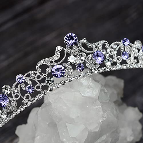 SWEETV Wedding Tiaras and Crowns, Rhinestone Bridal Crown Princess Tiara Headpieces for Women - color: Purple