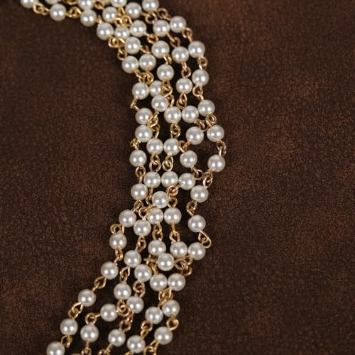 2026 Vintage 18K Gold Plated Multi-Layer Pearl Choker Necklace, Triple-Strand Faux Pearl Collar with Intricate Filigree Clasp, Retro Elegant Bridal Wedding Jewelry