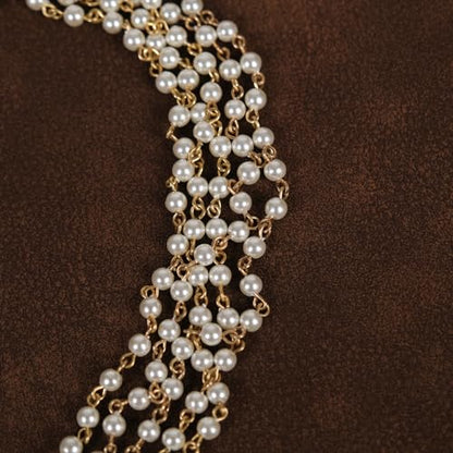 2026 Vintage 18K Gold Plated Multi-Layer Pearl Choker Necklace, Triple-Strand Faux Pearl Collar with Intricate Filigree Clasp, Retro Elegant Bridal Wedding Jewelry