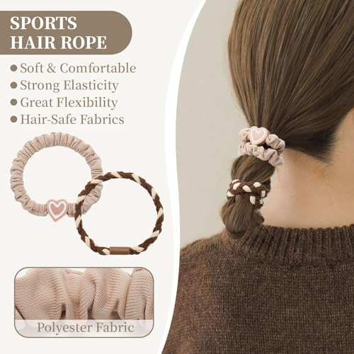 QIUTIMIY 20 Pcs No Damage Hair Ties Thick Hair Elastic Rubber Bands Hair Accessories Scrunchies Seamless for Women - color: Style 24