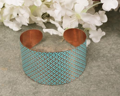 Touchstone Indian Bollywood Desire Brass Base Exotic Workmanship Free Size Cuff Bracelet in Antique Gold Or White Or Copper Tone for Women. - style: D260 Turquoise Blue