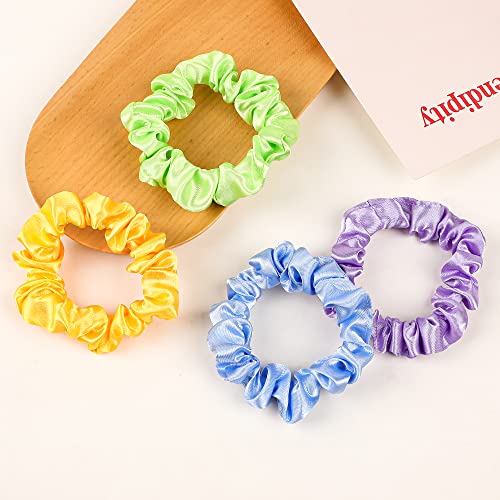 Satin Silk Hair Ties Small Scrunchies for Women Girls Ponytail Holders 20 Pcs Mini Bulk Scrunchies Elastic Hair Bands for Thick Curly Hair Pony Tails Hair Ties - color: Bright color