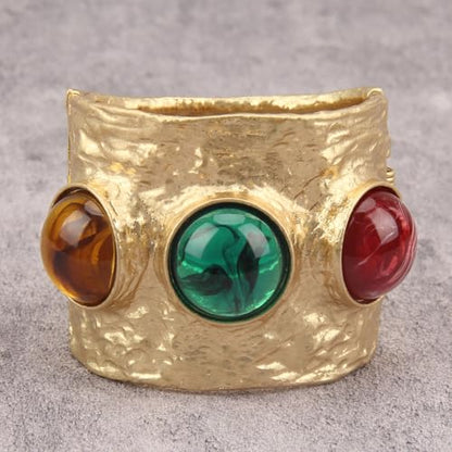 Gold Cuff Bracelet for Women Chunky Bracelet Statement Bracelet | Chunky Bangle Bracelets for Women Silver Beaded Open Bangle Stackable Stretch Bead Bracelet Boho Jewelry Gift for Wife Couple - style: Cuff Bracelet Jewelry