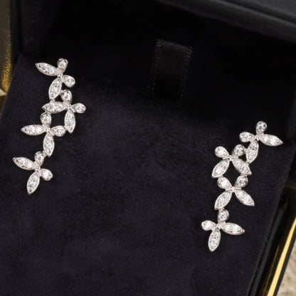 Exquisite Zirconia 4 Butterfly Studs for Women Daily Wedding Party Elegant Climber Earrings Jewelry - color: silver