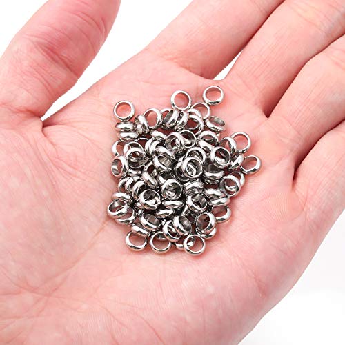 Stainless Steel Spacer Beads 6x2mm Rondelle Loose Charm Caps Beads for DIY Jewelry Making 100pcs with 4mm Hole - color: 6x2mm 4mm