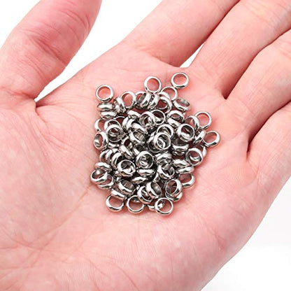 Stainless Steel Spacer Beads 6x2mm Rondelle Loose Charm Caps Beads for DIY Jewelry Making 100pcs with 4mm Hole - color: 6x2mm 4mm