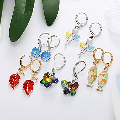 20 Pairs Random Mixed Resin Acrylic Earrings Set, Weird Dangle Drop Drink Bottle Animal Pendant Charms Earring, Handmade Funny Statement Unique Fashion Hoop Earring Jewelry for Women Girls