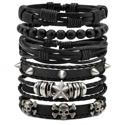 5 Pcs Punk Studded Bracelet Emo Goth Bracelets Y2k Alt Jewelry Grunge Spike Accessories for Men Women Rocker Clothes - color: 6 Pcs