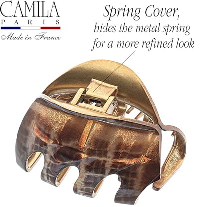 Camila Paris CP3626 French Octopus Hair Clip, 2.5" Small Claw Clips for Thick Hair, Girl Octopus Claw Clip for Women, Strong No-Slip Grip, Wide Jaw Clips for Women, Made in France - color: Brown 2.5"