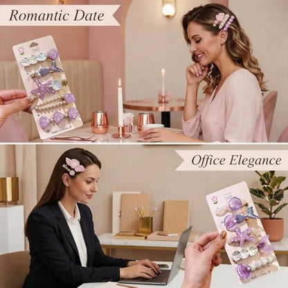 20 Pcs Assorted Hair Clips Set with Jewelry Jar, Fashion Hair Accessories for Everyday Wear & Special Events, Ideal Birthday Gift for Women