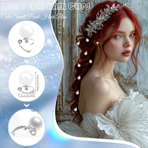 30 Pcs Mini Pearl Hair Clips Cute Small Pearl Hair Pins Brides Hair Barrettes Hair Accessories for Women Girls Wedding Valentine Day Halloween Christmas Birthday Party Daily Use (White) - color: White
